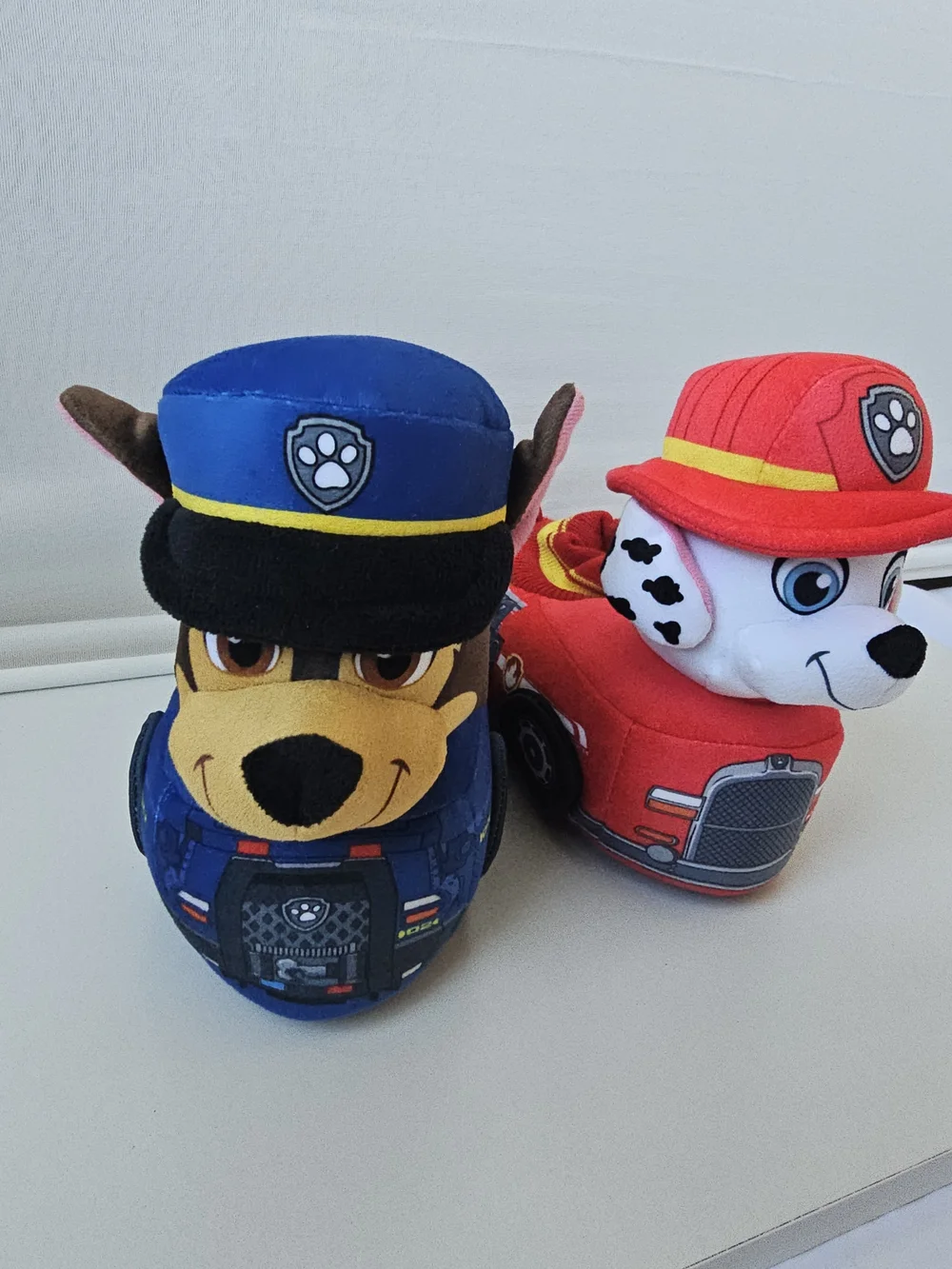 PAW Patrol Toddler Slippers Chase & Marshall Vehicle Plush Booties Size 9-10 NWT